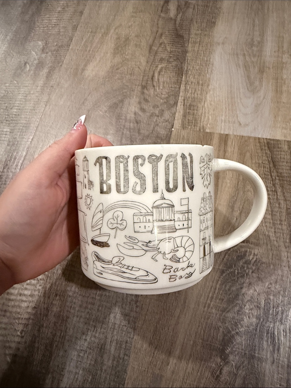 Starbucks White Been There Series Boston Sketch Christmas Ceramic Mug Rare